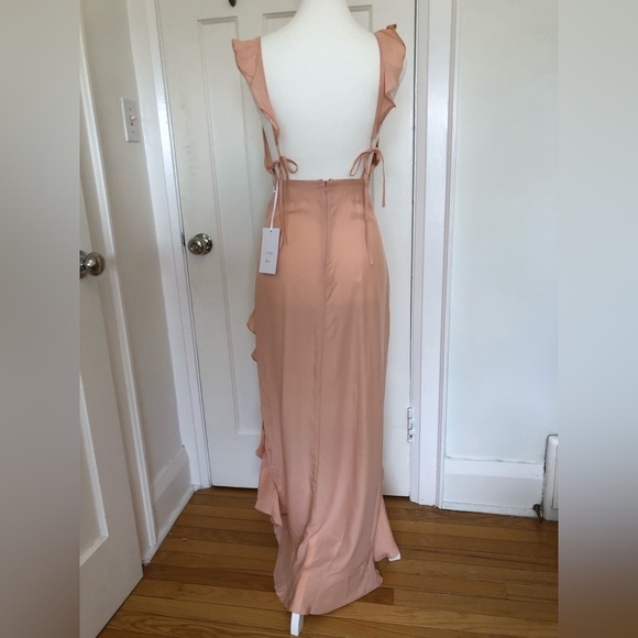 NWT Amanda Uprichard Chandelier Silk Pale Pink Maxi Dress Size P/XS - Picture 3 of 12